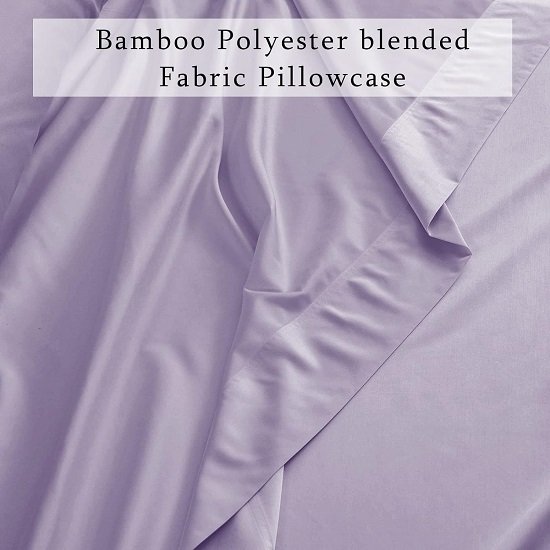 Softer, Cooler Bamboo Blend Pillowcases, Set of 2, 400 Silk Satin Textured Pillowcases, Reversible Smooth Pillowcases with Envelope Closure, Lavender King