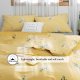 Yellow Floral Bedding Queen Duvet Cover White Flowers Comforter Cover Set Queen Size for Teen Girls Cotton Quilt Cover with Zipper