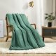 Luxury 3 Layers Fleece Throw Blanket,Thick Decorative Warm Blanket Twin Size 50" x 60", Soft Velvet Winter Blanket for Sofa Couch Bed,Washable & Breathable,Green