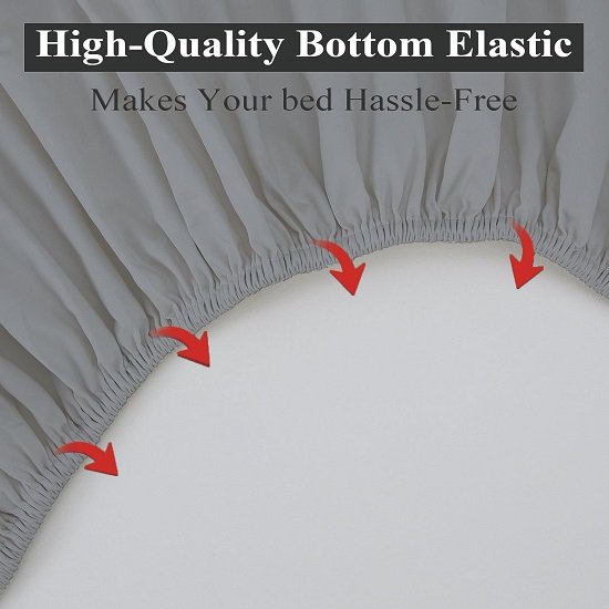 2-Pack Pure Cotton Fitted Sheet Twin Size, 600 Thread Count 16" Deep Pocket Egyptian Cotton Fitted Sheet (2pcs, Twin, Gray)