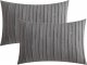 2 Pack Grey Pillowcases Queen Size, Soft Microfiber Striped Tufted Pillow Covers with Envelope Closure (Pillows are not Included)