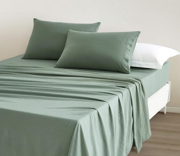 Stone Washed Full Size Sheet Set - 4-Piece Extra Soft Breathable Wrinkle & Fade Resistant 14-Inches Deep Pocket Sheets & Pillowcases Set - Full, Sage Green