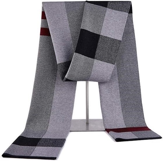 Men's Winter Cashmere Feel  Wool Soft Warm Knitted Scarf